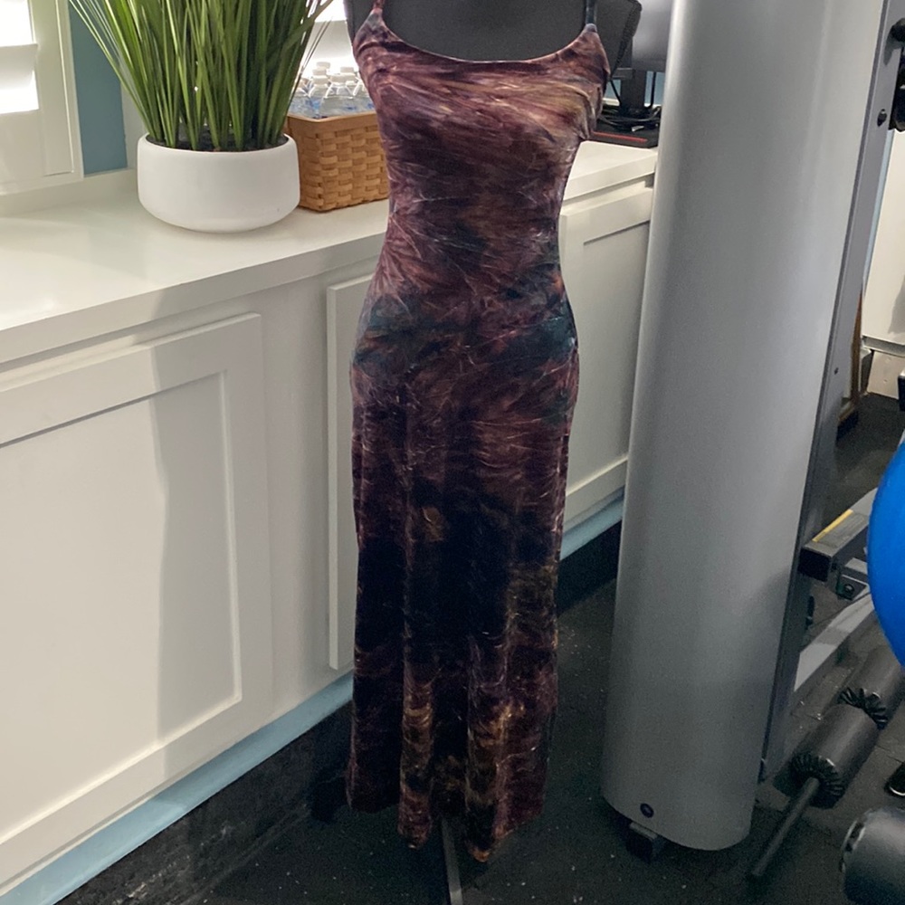 Betsy Johnson Vintage 90’s Crushed Velvet Body hugging Maxi Dress, EUC, Small